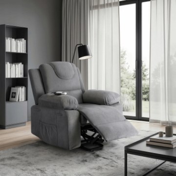 Mebel Elite Массажное кресло Fenix с электроприводом и функцией помощи при вставании, серого цвета, ME.FENIX/P/SZTR/FW - Home Club