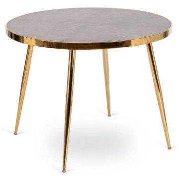 Mebel Elite Стіл Tinga 100 см, скляний, сірий мармур/золотий, ME.TINGA/P/S - Home Club