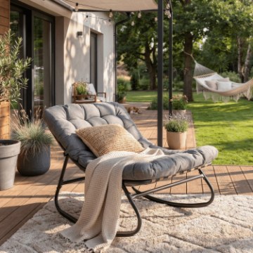 Mebel Elite Кресло-качалка Aurora, серого цвета, ME.AURORA/P/T/FW - Home Club
