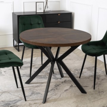 Mebel Elite Стіл Lugo, розкладний, 90–190 см, дуб у стилі рустик/чорний, ME.LUGO/DRU/CZ/S - Home Club