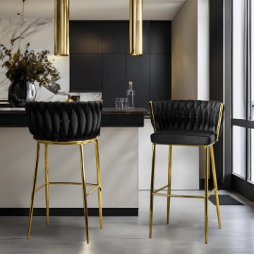 Mebel Elite Барный стул Flores 2, черный, велюровый, ME.FLORES2/CZ/ZL/V/H - Home Club
