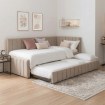 Mebel Elite Кровать 90x200 Villemo, бежевая, велюровая, ME.VILLEMO/90/90/BZ/V/LOZWYS - Home Club, изображение 2