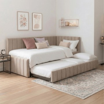 Mebel Elite Кровать 90x200 Villemo, бежевая, велюровая, ME.VILLEMO/90/90/BZ/V/LOZWYS - Home Club