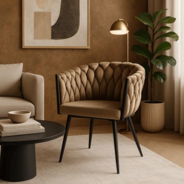 Mebel Elite Стілець Elena, бежевий, плетений, велюровий, ME.ELENA/BZ/V/K - Home Club