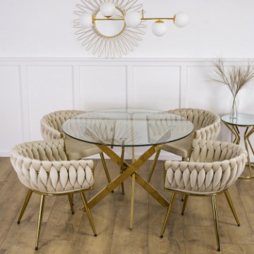 Mebel Elite Стол Sallo со стеклянной столешницей, 100 см, ME.SALLO/TR/ZL/S - Home Club