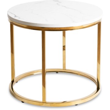 Mebel Elite Столик Cliff «Белый мрамор»/«Золотой», ME.CLIFF/M/ZL/L - Home Club