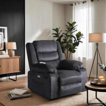 Mebel Elite Массажное кресло с электроприводом и откидной спинкой Jasper, темно-серого цвета, ME.JASPER/CP/T/FW - Home Club