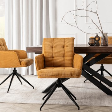 Mebel Elite Вращающееся кресло Akita горчичного цвета из вельвета, ME.AKITA/CU/SZTR/K - Home Club
