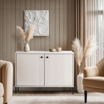 Mebel Elite Комод Soft 104 см, двухдверный, с рифлением, цвет «Кашмир», W.ISEO/IS02/KASZ/N.CZ/U.CZ/KOM2D - Home Club