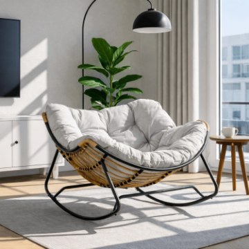 Mebel Elite Кресло-качалка Elton, серого цвета, ME.ELTON/P/T/FW - Home Club