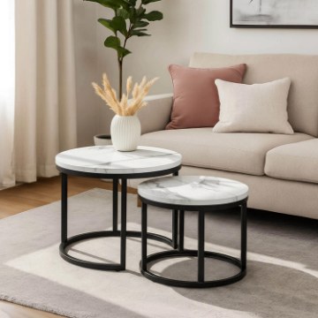 Mebel Elite Набір столиків Dafne, білий мармур, ME.DAFNE/BM/CZ/L - Home Club