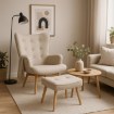 Mebel Elite Кресло Lozano 2 с подставкой для ног, бежевое, ME.LOZANO2/BZ/DK/T/FW - Home Club, изображение 2