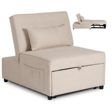Mebel Elite Раскладной кресло Iberis 80 см для сна, бежевого цвета, ME.IBERIS/BZ/T/FW80 - Home Club