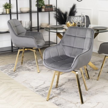 Mebel Elite Вращающееся кресло Mia, серое велюровое, ME.MIA/P/ZL/V/K - Home Club
