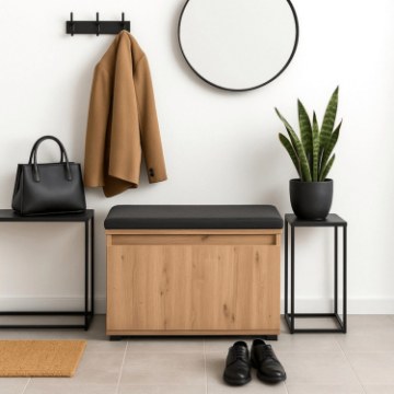 Mebel Elite Шкафчик для обуви Prato 80 см, дуб Artisan/графит, W.PRATO/110/DA/SZAFK - Home Club