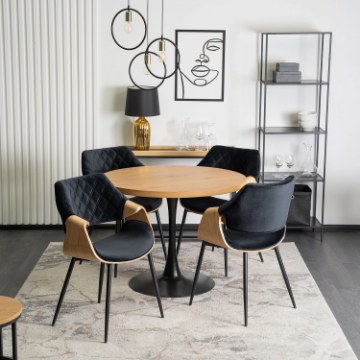 Mebel Elite Стул Dakota, черный/золотой дуб, велюр, ME.DAKOTA/CZ/D/V/K - Home Club