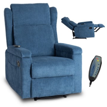 Mebel Elite Раскладной массажный кресло Sebastian, темно-синий, из вельвета, ME.SEBASTIAN/GR/SZTR/FW - Home Club