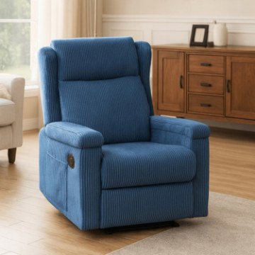 Mebel Elite Раскладной массажный кресло Sebastian, темно-синий, из вельвета, ME.SEBASTIAN/GR/SZTR/FW - Home Club