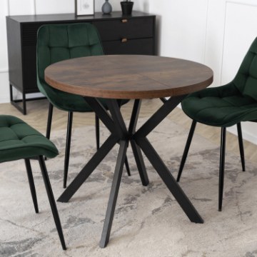 Mebel Elite Стіл Dorian, розкладний, 80–160 см, дуб у стилі рустик/чорний, ME.DORIAN/DRU/CZ/S - Home Club