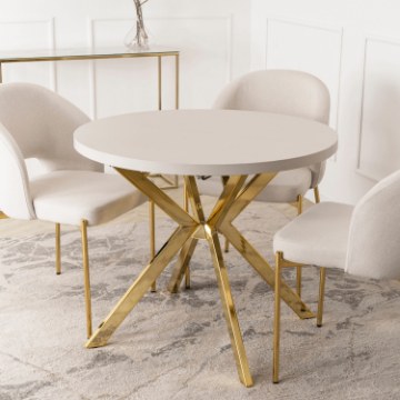 Mebel Elite Стол Lugo, раскладной, 90–190 см, цвет «Кашмир»/«Золотой», ME.LUGO/KASZ/ZL/S - Home Club
