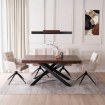 Mebel Elite Комплект: стол Hampton 160–240 см (орех/чёрный) и 4 стула Akita (кремовый), HAMPTON/O/CZ/S160-240/AKITA/KR/SZTR/Z4/K - Home Club