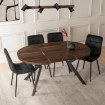 Mebel Elite Комплект: стіл Lukas 100–250 см (горіх/чорний) та 4 стільці Peru (чорні), LUKAS/O/CZ/S/PERU/CZ/V/Z4/K - Home Club, зображення 3