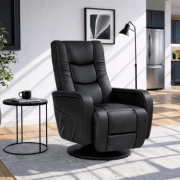 Mebel Elite Масажне обертове крісло Spike, чорне, екошкіра, ME.SPIKE/CZ/E/FW - Home Club