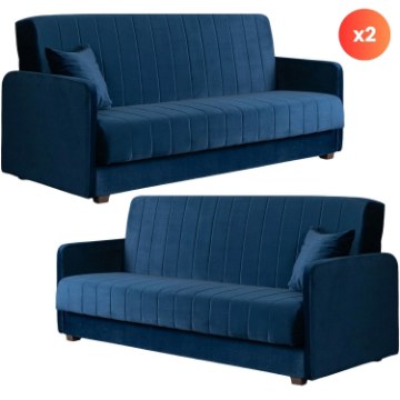 Mebel Elite Комплект из 2 диванов-кроватей Porto, темно-синий, велюр, PPHUE.PIEER/KRONOS9/Z2/WER - Home Club