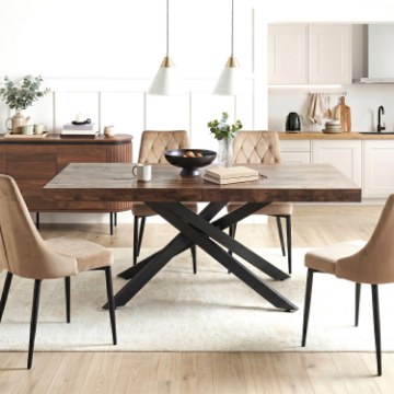 Mebel Elite Стіл Hampton, розкладний, 160–240 см, дуб у стилі рустик/чорний, ME.HAMPTON/RU/CZ/S160-240 - Home Club