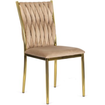 Mebel Elite Стілець Dan, бежевий, плетений, велюровий, ME.DAN/BZ/ZL/V/K - Home Club