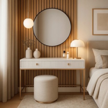 Mebel Elite Туалетный столик Marcos «Кашмир/Золотой рифленый», W.MAGGIORE/MA07/KASZ/N.ZL/U.ZL/B - Home Club