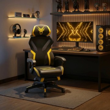 Mebel Elite Игровое вращающееся кресло Maximo, чёрно-жёлтое, ME.MAXIMO/CZ/ZO/T/FO - Home Club