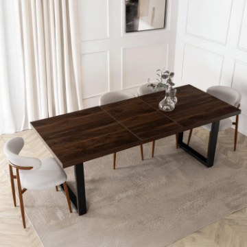 Mebel Elite Раздвижной стол Edwin 160–260 см, орех/чёрный, ME.EDWIN/O/S - Home Club