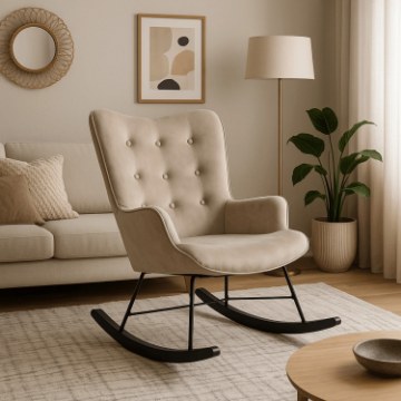 Mebel Elite Кресло-качалка Elis, бежевого цвета, ME.ELIS/BZ/V/FW - Home Club