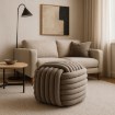 Mebel Elite Плетеный пуф Magma, бежевый, велюровый, ME.MAGMA/BZ/V/PUF - Home Club, изображение 2