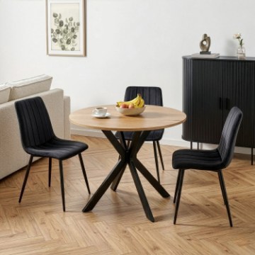Mebel Elite Стол Lauren 90 см, дуб золотистый/чёрный, ME.LAUREN/D/CZ/S90 - Home Club