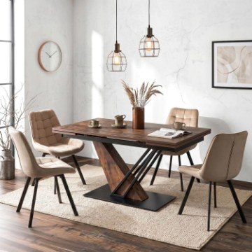 Mebel Elite Розкладний стіл Rex 160–220 см, Мдф, дуб у стилі рустик/чорний, ME.REX/RU/S160-220 - Home Club