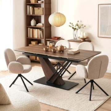 Mebel Elite Раздвижной керамический стол Rex, 160–220 см, тёмно-коричневый/чёрный, ME.REX/CBRD/O/CER/S160-220 - Home Club