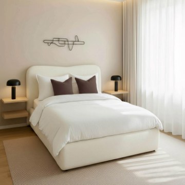 Mebel Elite Кровать 140x200 Bristol с ящиком для вещей, кремового цвета, из ткани букле, ME.BRISTOL/140/KR/TB/LOZZPOJ - Home Club