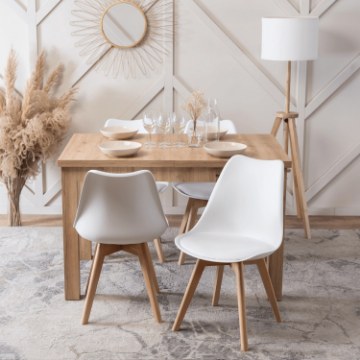 Mebel Elite Стілець Scandi, білий/дуб, екошкіра, ME.SCANDI/B/D/PL/K - Home Club