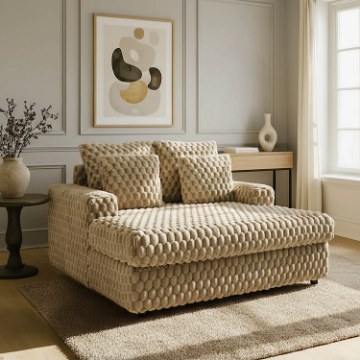 Mebel Elite Крісло для відпочинку Kobel, бежеве плюшеве, ME.KOBEL/BZ/VP/FW - Home Club