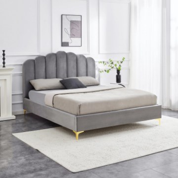 Mebel Elite Кровать 160x200 Gemini, серая, велюровая, ME.GEMINI/160/P/V/LOZ - Home Club