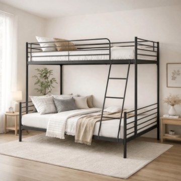 Mebel Elite Двоярусне ліжко Tres 90x200 для підлітків, чорне, 2-в-1, ME.TRES/90/120/CZ/LOZP - Home Club