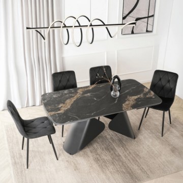 Mebel Elite Стол Verona, керамический, раскладной, 160–240 см, черный мрамор/черный, ME.VERONA/CZZL/CZ/CER/S160-220 - Home Club