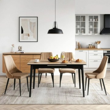 Mebel Elite Стол Samer, раскладной, керамический, 120–160 см, дуб/чёрный, ME.SAMER/D/CZ/CER/S120-160 - Home Club