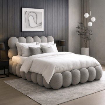Mebel Elite Кровать 160x200 Ankara с ящиком для вещей, серая, букле, ME.ANKARA/160/P/TB/LOZZPOJ - Home Club