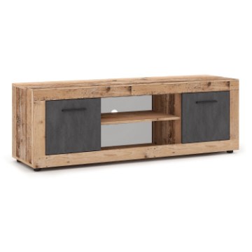 Mebel Elite Тв-тумба Blago 140 см, цвет «Сырой дуб/Графит», W.LUNA/OSL/MA/RTV2D - Home Club