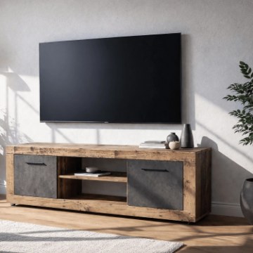 Mebel Elite Тв-тумба Blago 140 см, цвет «Сырой дуб/Графит», W.LUNA/OSL/MA/RTV2D - Home Club