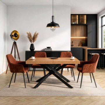 Mebel Elite Стіл Hampton, розкладний, 160–240 см, дуб золотистий/чорний, ME.HAMPTON/D/CZ/S160-240 - Home Club
