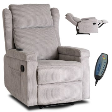 Mebel Elite Раскладной массажный кресло Sebastian, серого цвета, из вельвета, ME.SEBASTIAN/P/SZTR/FW - Home Club